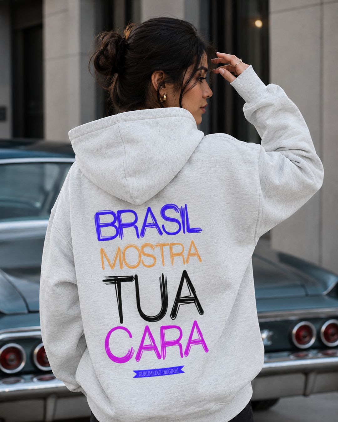 Moletom Brasil Mostra Tua Cara Nas Costas Com Capuz Casual