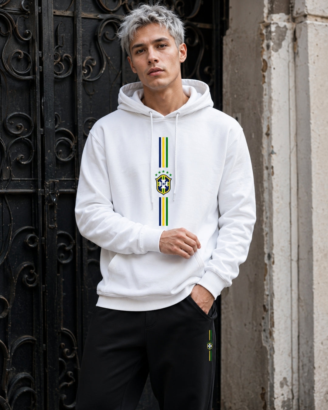 Conjunto Moletom Brasil Escudo Central Com Calça Jogger Casual