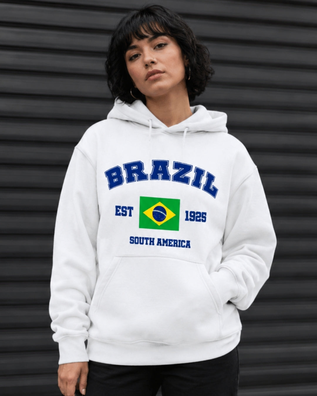 Moletom Brasil South America Estampa Universitária Com Capuz Casual
