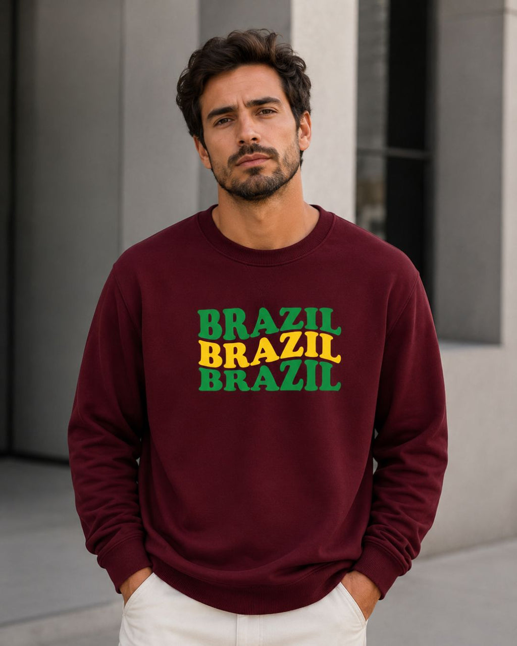 Moletom Brasil Triplo Lettering Estilo Casual Urbano Moderno