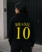 Moletom Brasil 10 Nas Costas Com Capuz E Estrelas Frontais