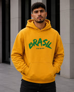 Moletom Brasil Lettering Curvo Com Estrelas Estilo Casual Urbano
