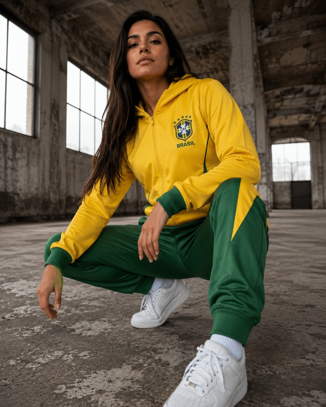 Conjunto Brasil Esportivo Com Zíper Frontal E Calça Jogger