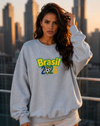 Moletom Brasil Lettering Colorido Com Capuz Casual Urbano