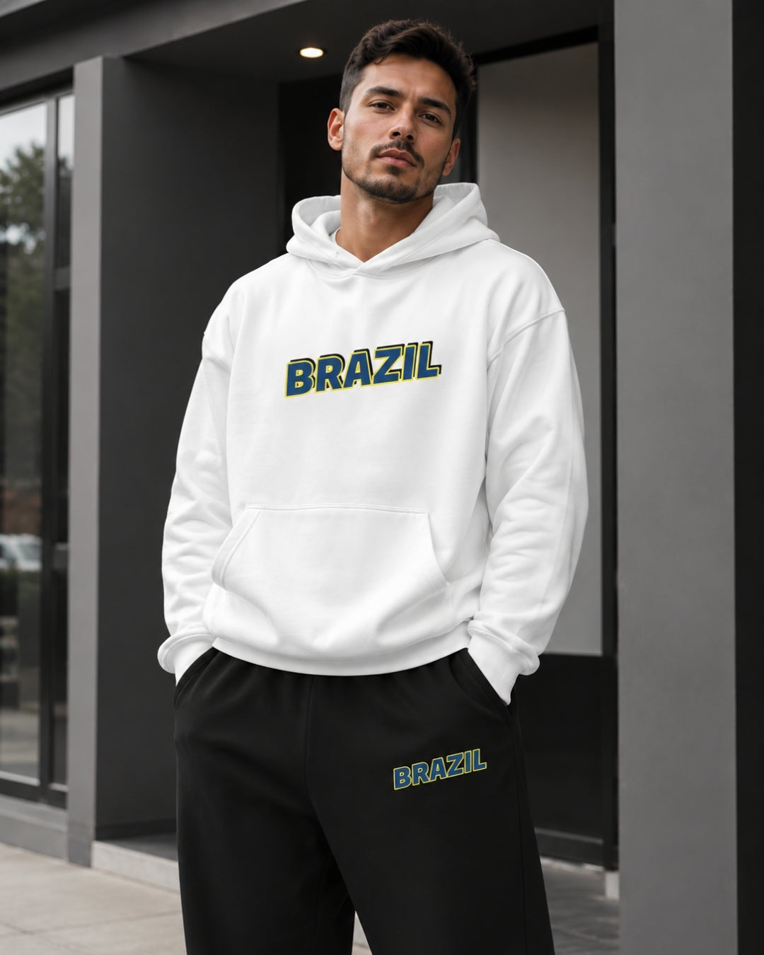Conjunto Brasil Estampa College Com Calça Jogger Casual Urbano