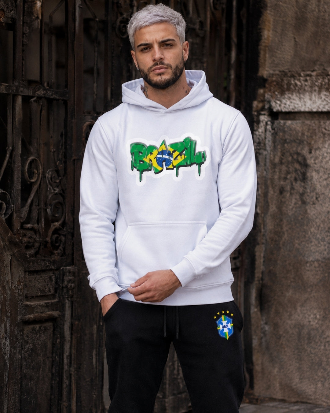 Conjunto Brasil Estampa Grafite Com Calça Jogger Casual Urbano