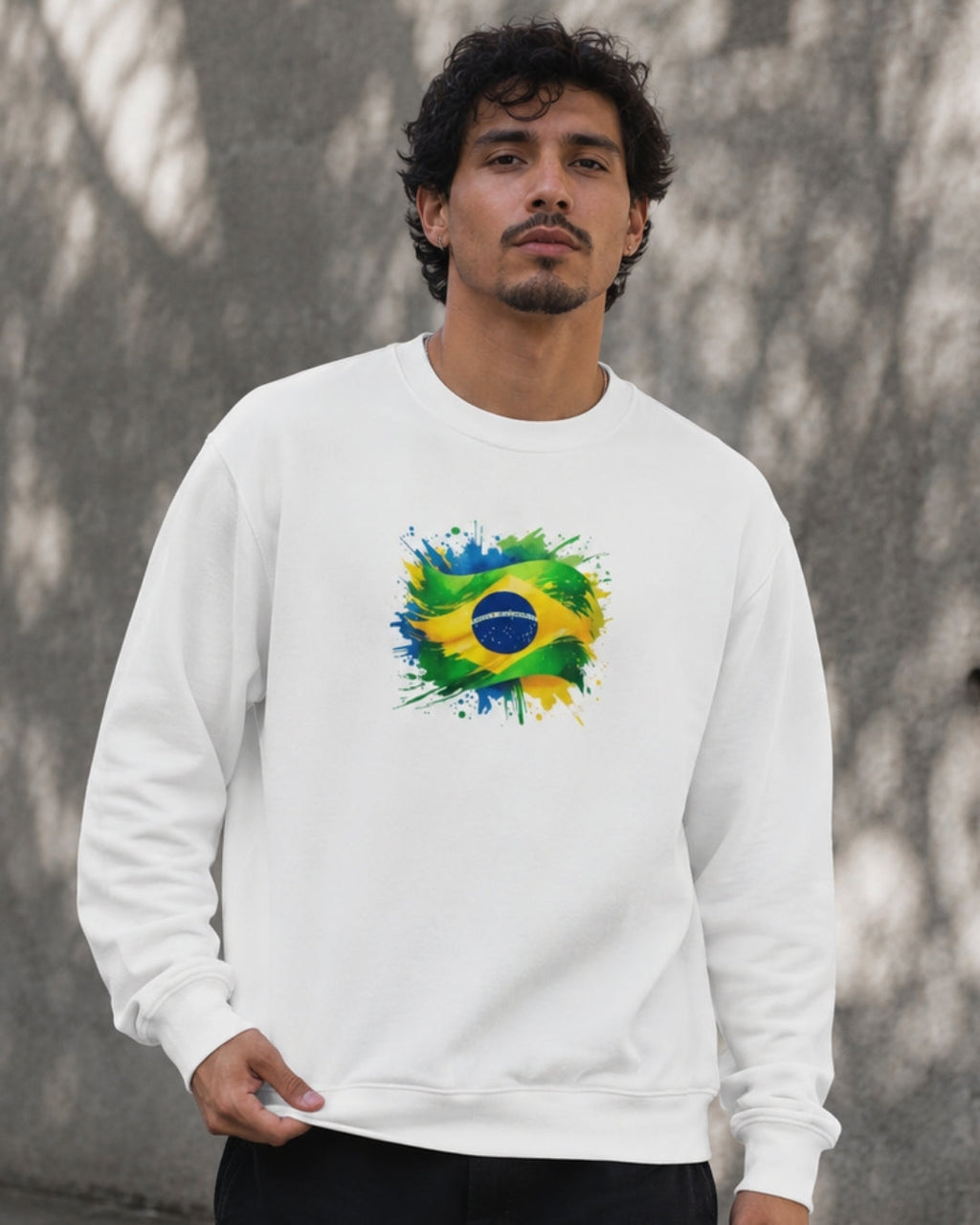 Moletom Brasil Bandeira Artística Central Estilo Casual Urbano