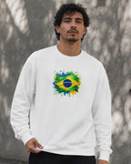 Moletom Brasil Bandeira Artística Central Estilo Casual Urbano