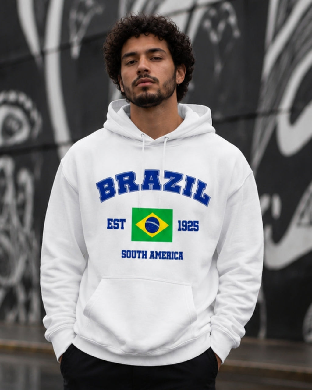 Moletom Brasil South America Estampa Universitária Com Capuz Casual