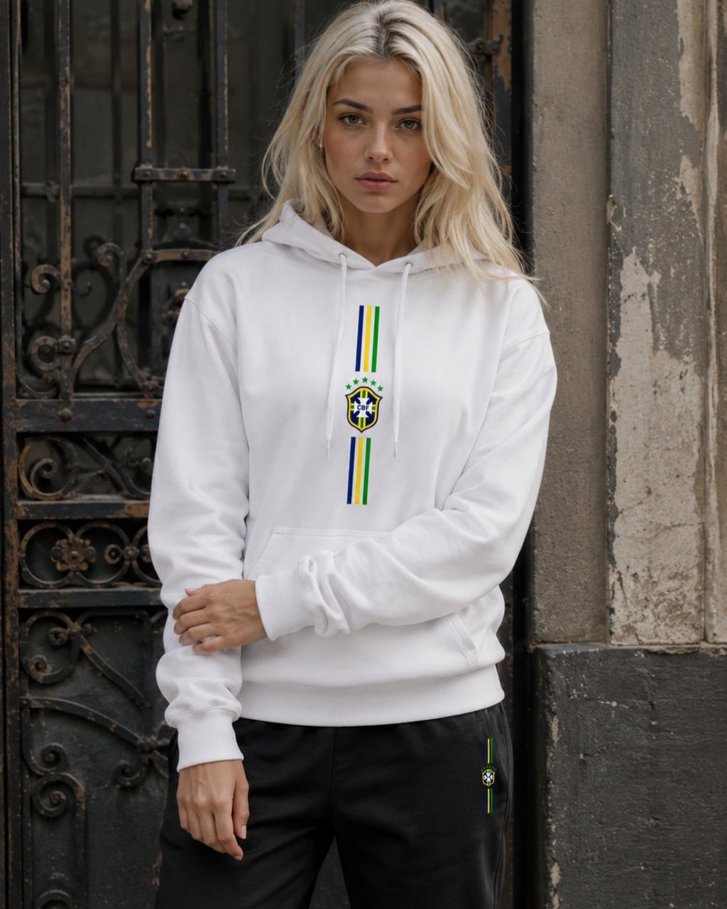 Conjunto Moletom Brasil Escudo Central Com Calça Jogger Casual