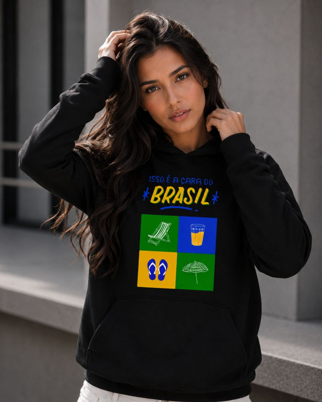 Moletom Brasil Cara Do Brasil Ícones Com Capuz Casual Urbano