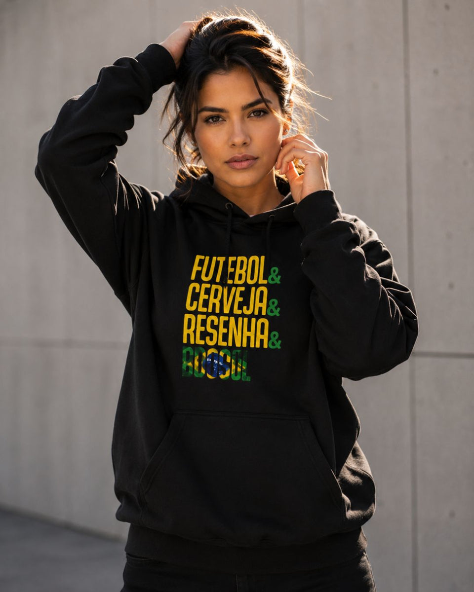 Moletom Brasil Futebol Cerveja Resenha Com Capuz Casual