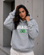 Moletom Brasil Bandeira Central Estilo Universitário Com Capuz
