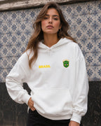 Moletom Brasil Escudo Bordado No Peito Com Capuz Casual