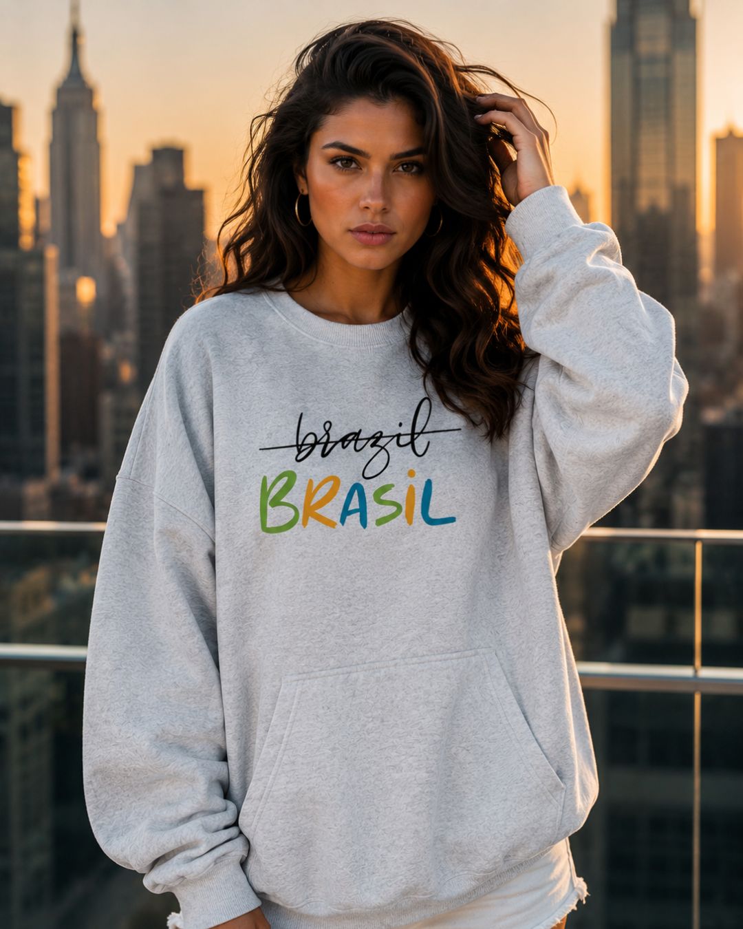 Moletom Brasil Lettering Colorido Estilo Casual Urbano Moderno