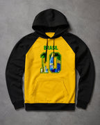 Moletom Brasil 10 Estampa Bandeira Com Capuz Raglan Casual