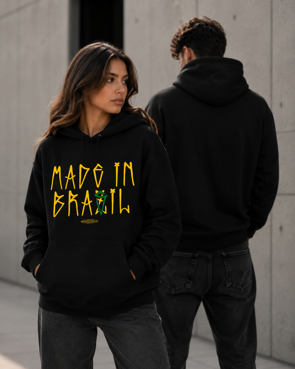 Moletom Made In Brasil Tipográfico Urbano Com Capuz Casual