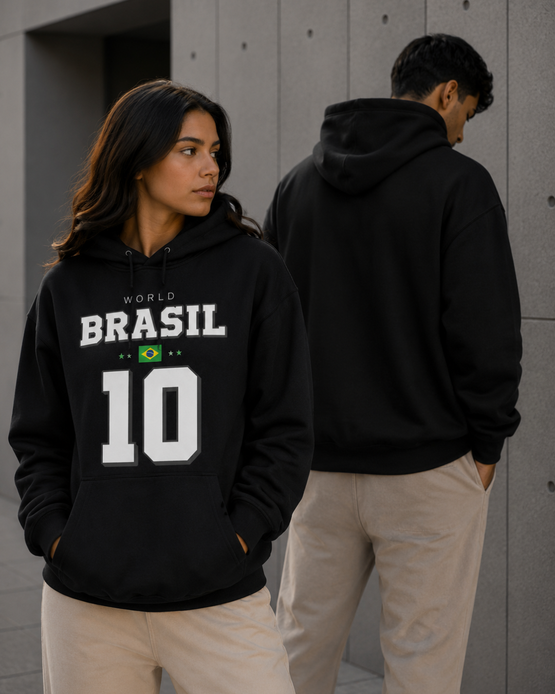 Moletom Brasil World 10 Estampa Futebol Com Capuz Casual