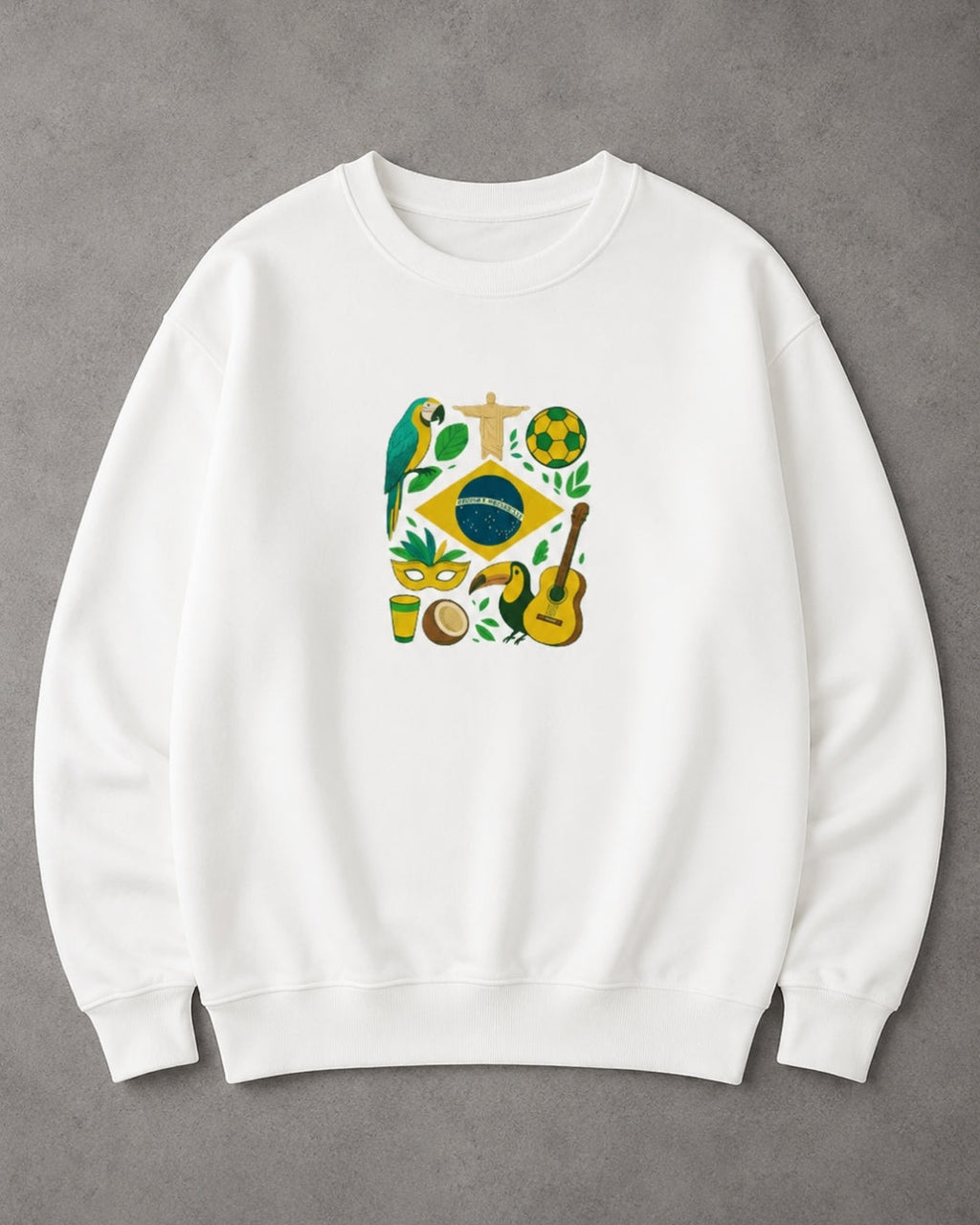 Moletom Brasil Cultura Nacional Com Símbolos Estilo Casual Urbano