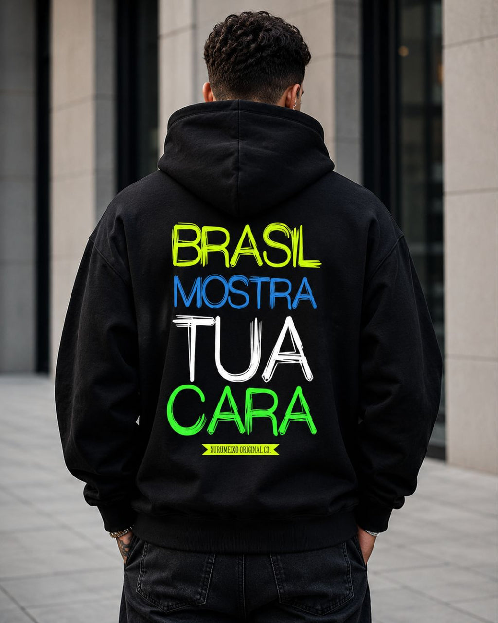 Moletom Brasil Mostra Tua Cara Nas Costas Com Capuz Casual