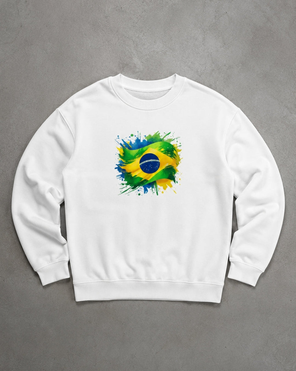 Moletom Brasil Bandeira Artística Central Estilo Casual Urbano