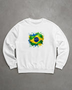 Moletom Brasil Bandeira Artística Central Estilo Casual Urbano