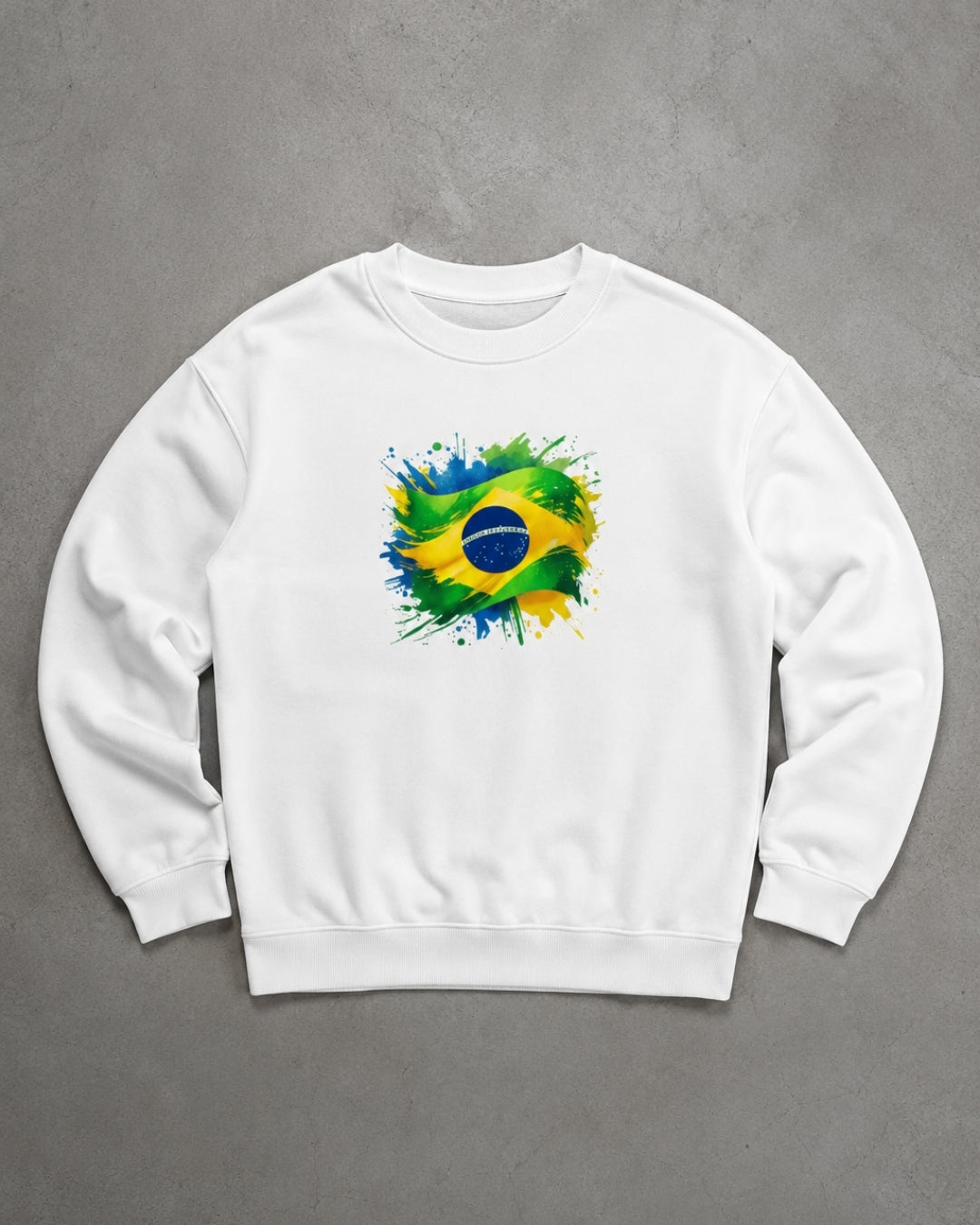 Moletom Brasil Bandeira Artística Central Estilo Casual Urbano