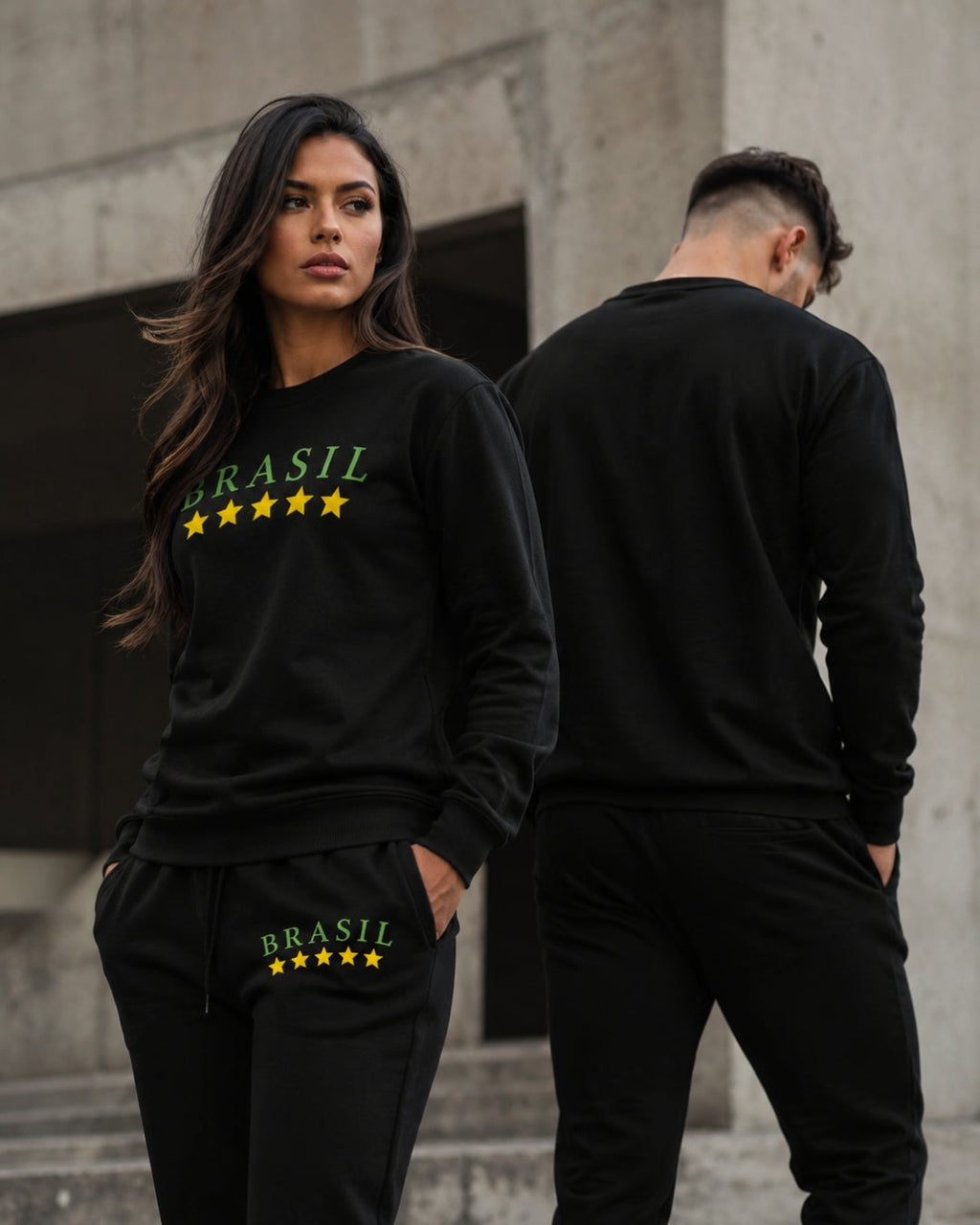 Conjunto Brasil Estampa Universitária Com Calça Jogger Urbano