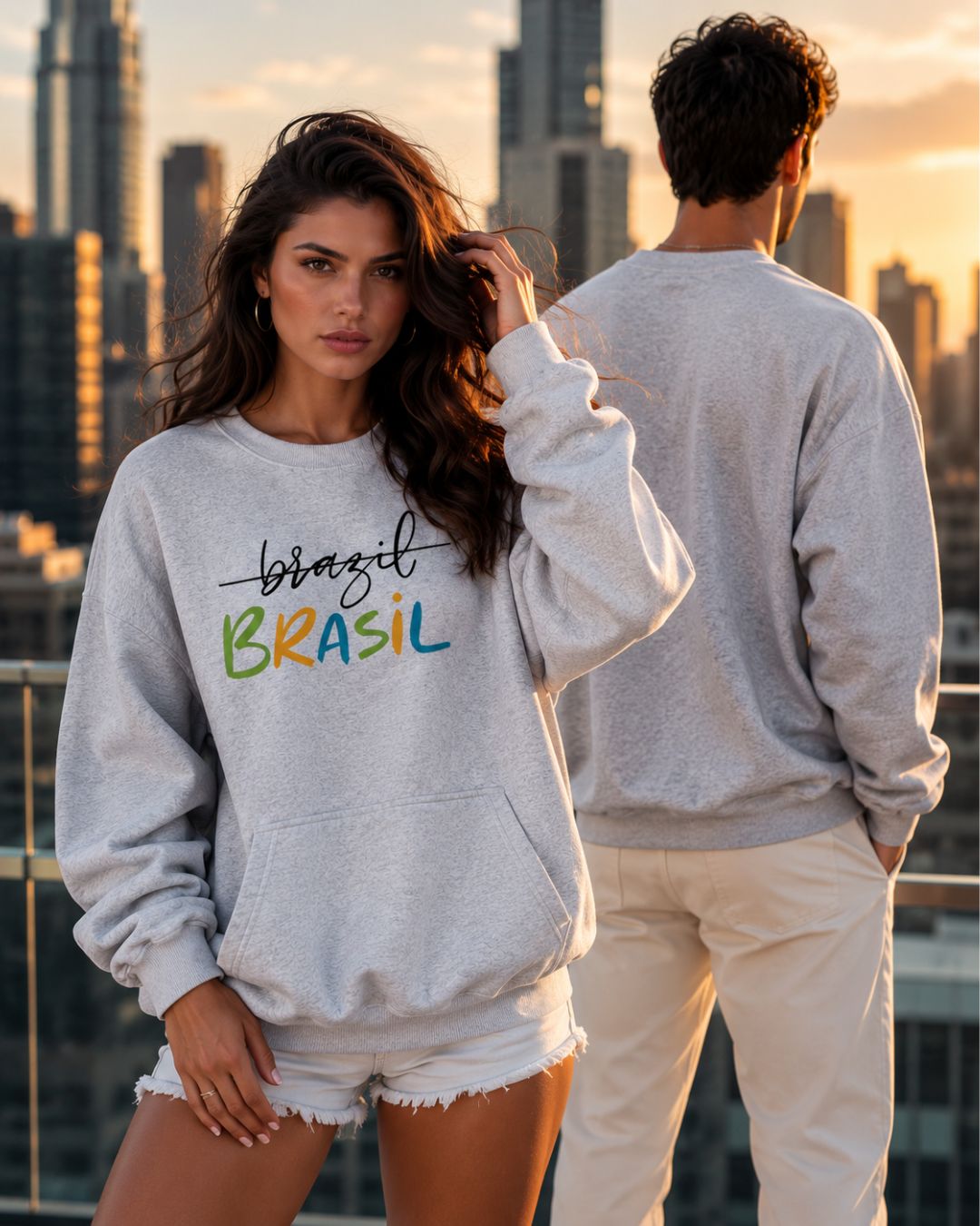 Moletom Brasil Lettering Colorido Estilo Casual Urbano Moderno