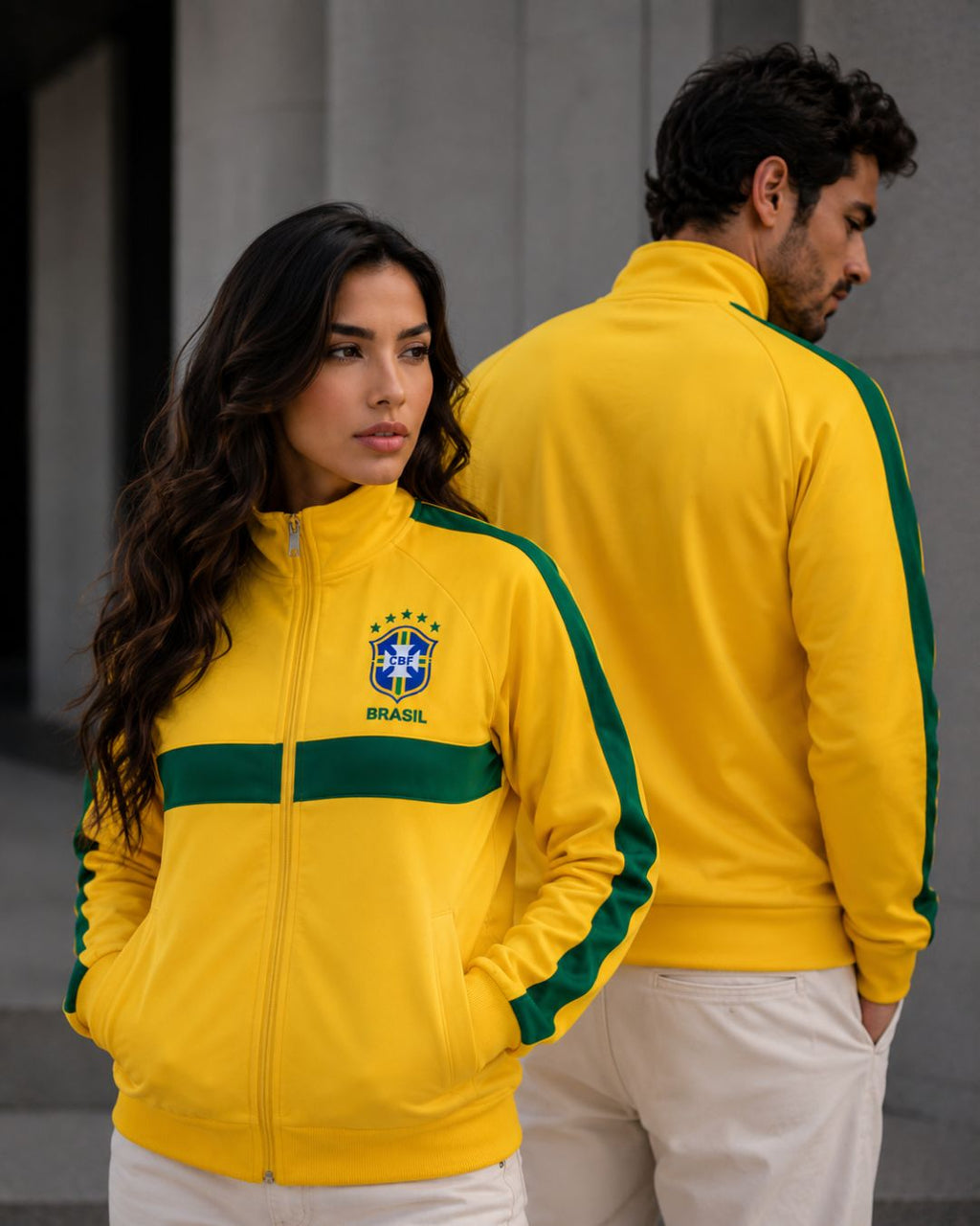 Moletom Brasil Jaqueta Com Zíper E Escudo Estilo Retrô Casual