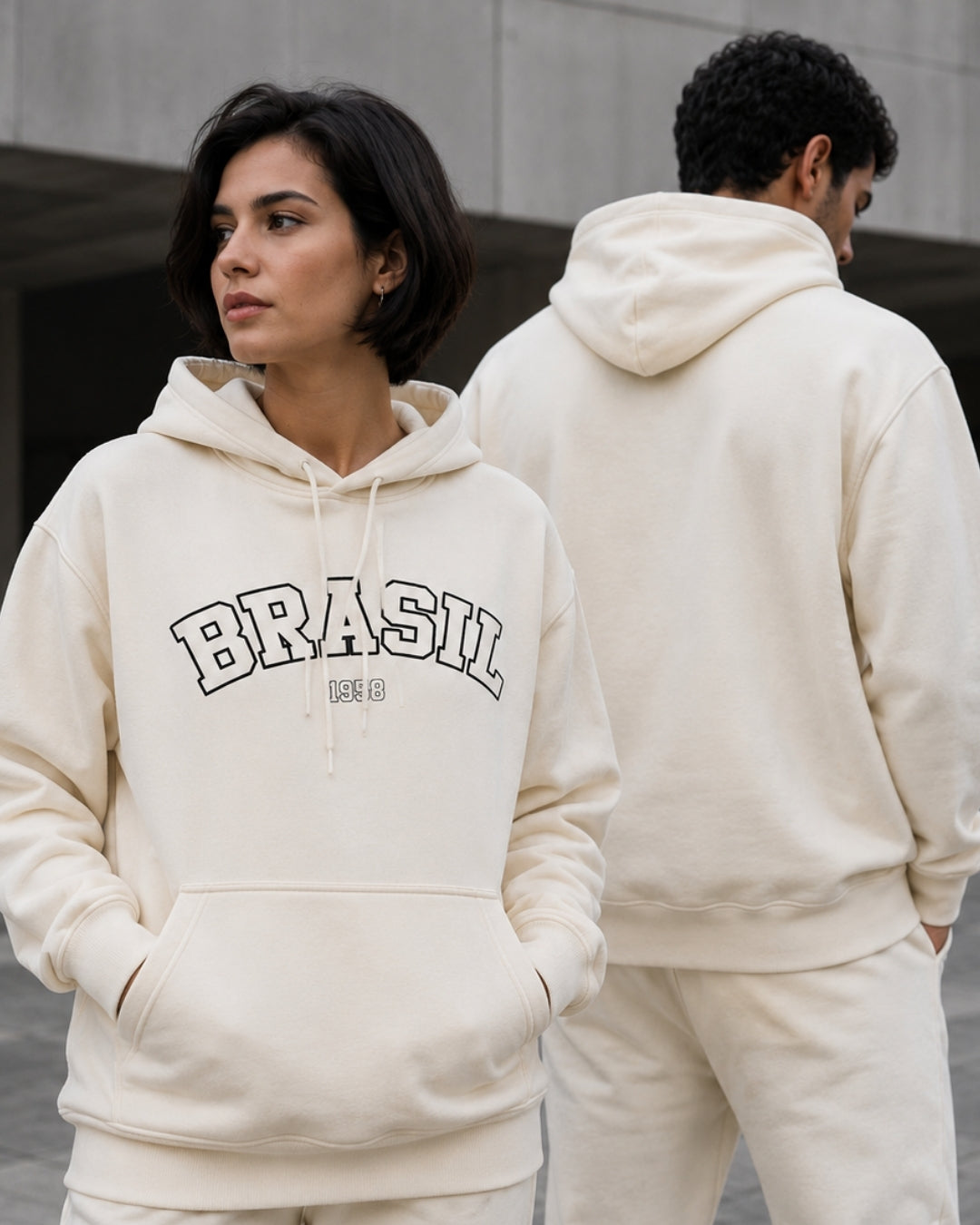 Moletom Brasil Estampa Universitária Frontal Com Capuz Casual