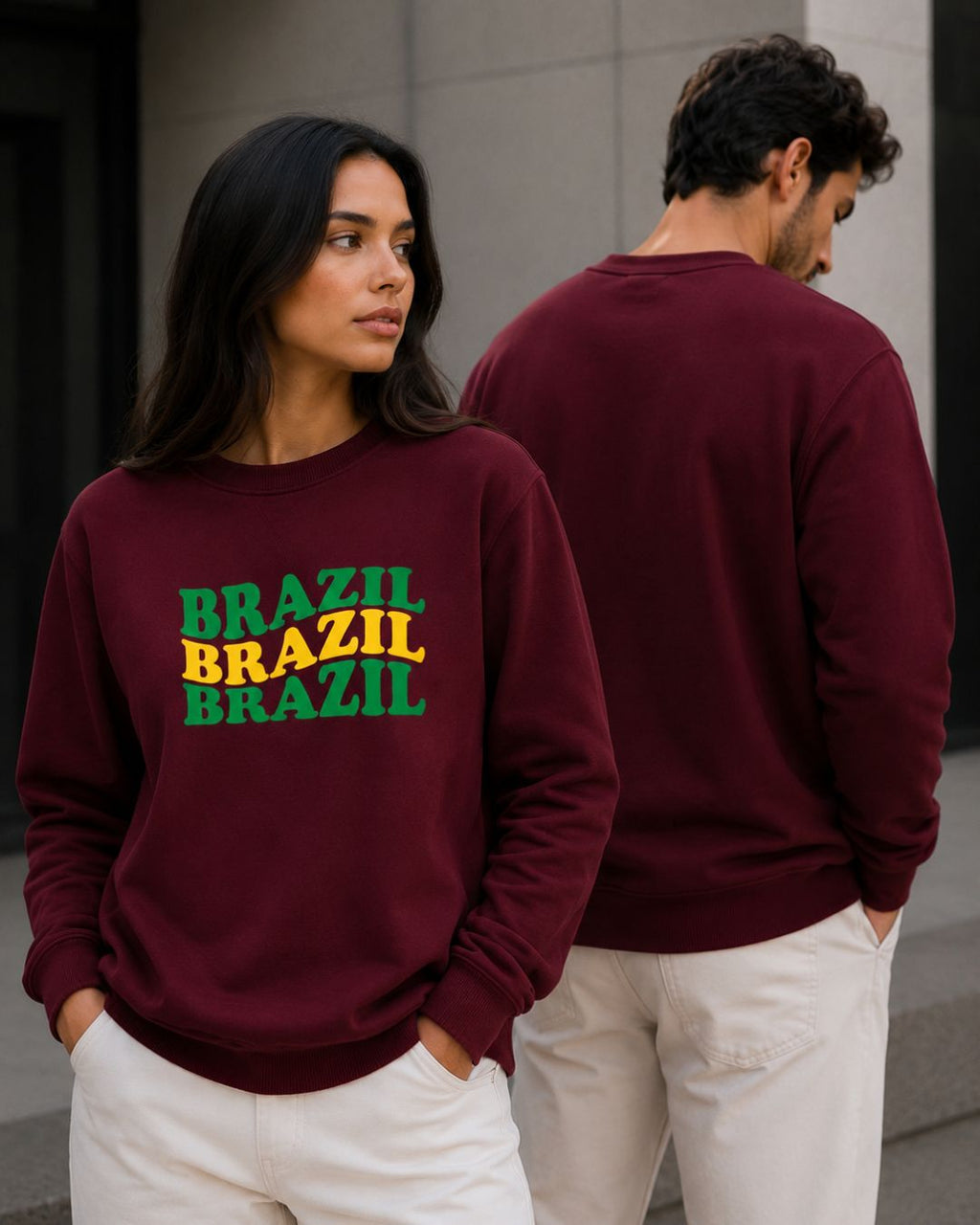 Moletom Brasil Triplo Lettering Estilo Casual Urbano Moderno