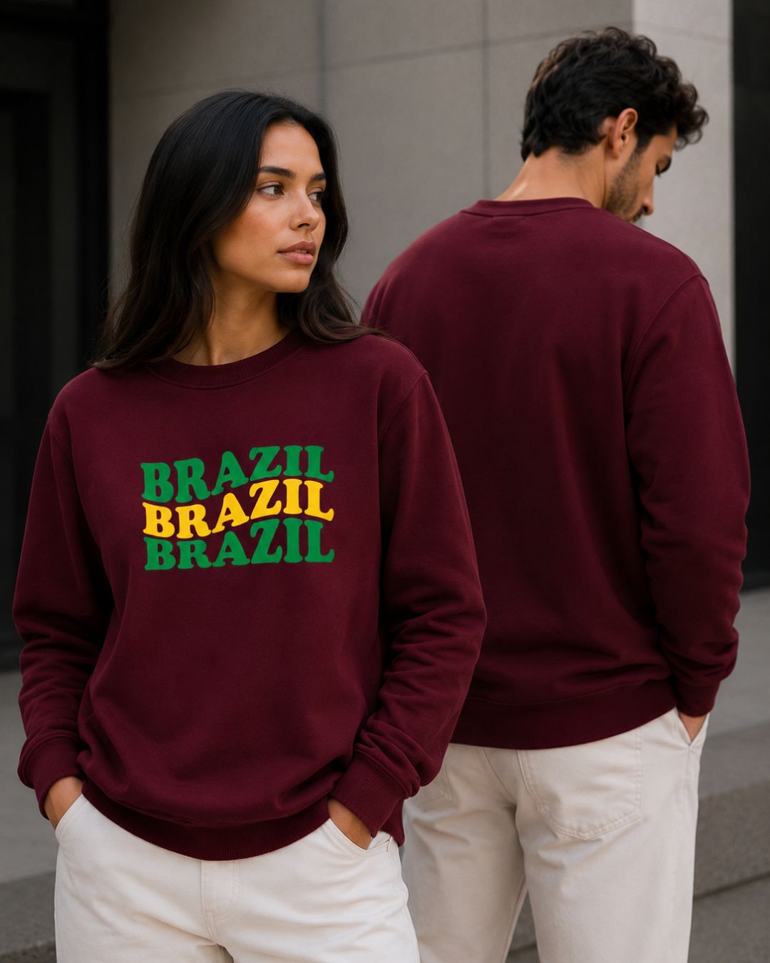 Moletom Brasil Triplo Lettering Estilo Casual Urbano Moderno