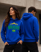 Moletom Brasil Estilo Universitário Com Estrelas E Capuz Casual
