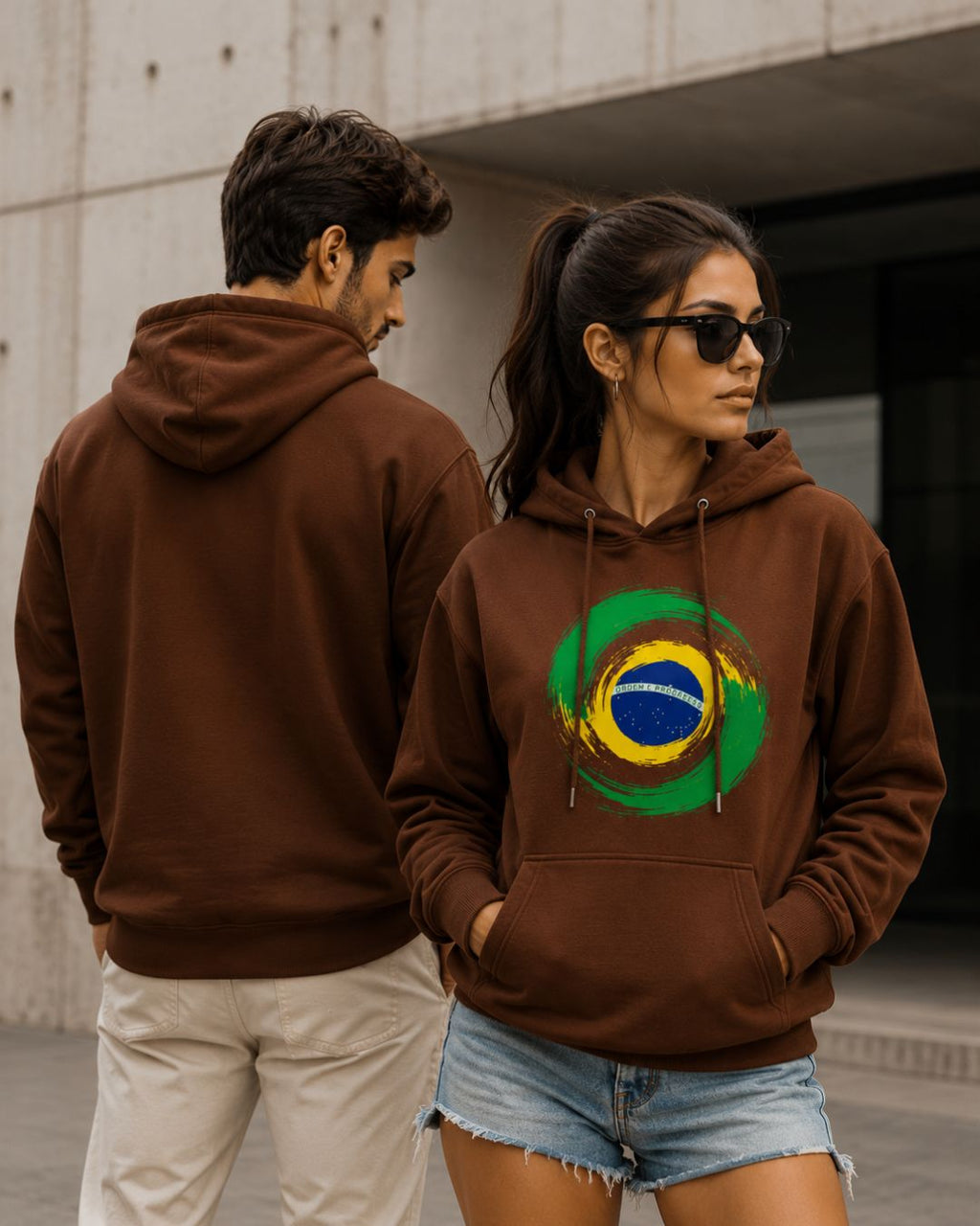 Moletom Brasil Bandeira Artística Circular Estilo Casual Urbano