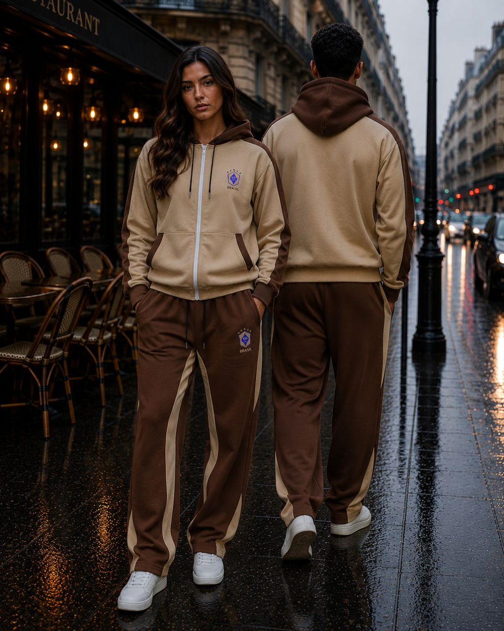 Conjunto Brasil Jaqueta Com Zíper E Calça Jogger Casual