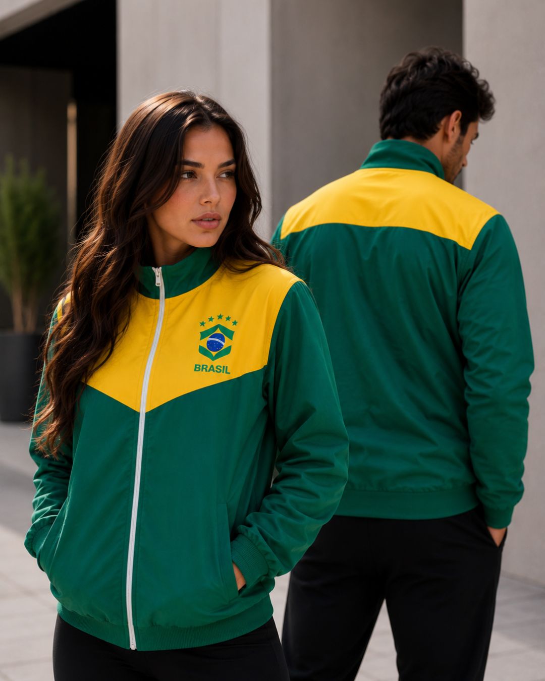 Moletom Brasil Esportivo Com Zíper Frontal Estilo Casual Urbano
