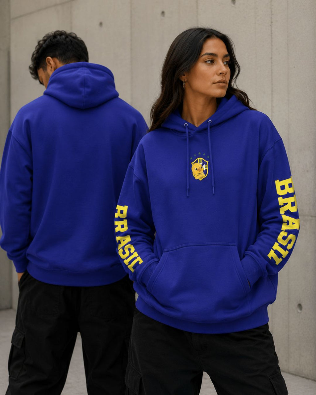 Moletom Brasil Escudo Canarinho Manga Estampada Esportiva