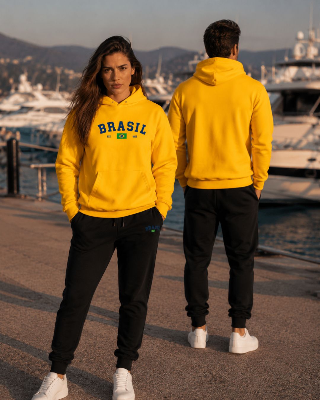 Conjunto Moletom Brasil Universitário Com Calça Jogger Casual