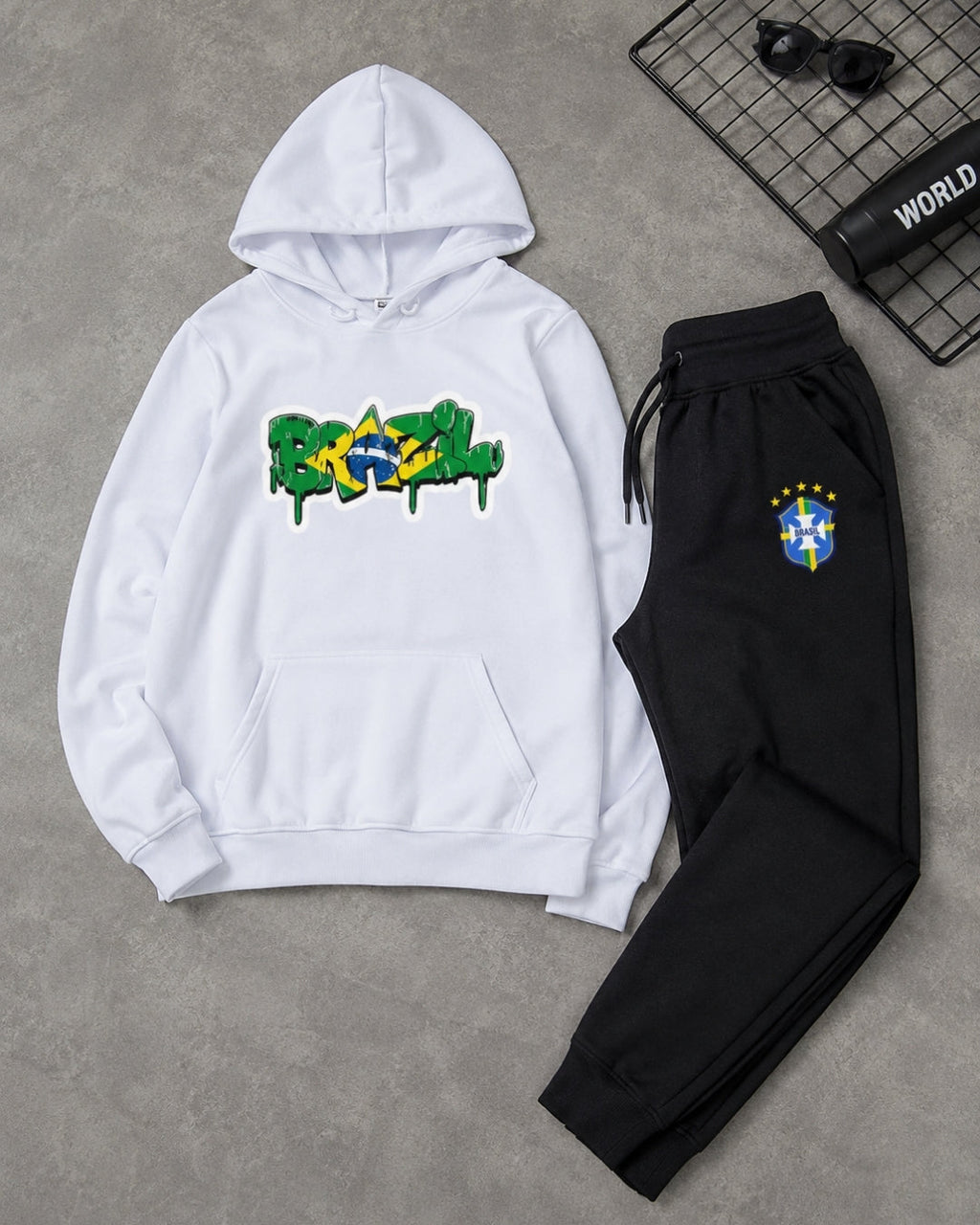 Conjunto Brasil Estampa Grafite Com Calça Jogger Casual Urbano