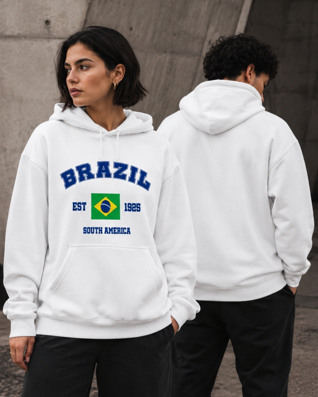 Moletom Brasil South America Estampa Universitária Com Capuz Casual
