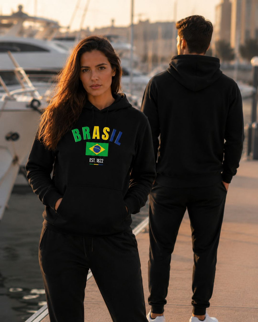 Conjunto Brasil Estampa Colorida Com Calça Jogger Estilo Casual Urbano