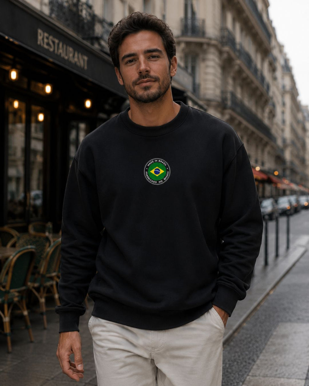 Moletom Brasil Made In Brazil Estampa Circular Costas Casual Urbano