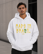 Moletom Made In Brasil Tipográfico Urbano Com Capuz Casual