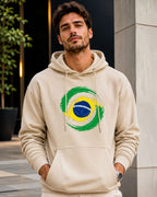 Moletom Brasil Bandeira Artística Circular Estilo Casual Urbano