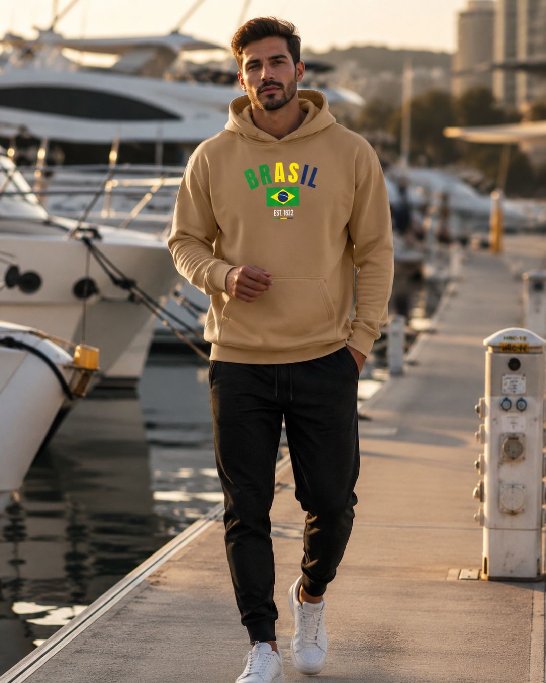 Conjunto Brasil Estampa Colorida Com Calça Jogger Estilo Casual Urbano