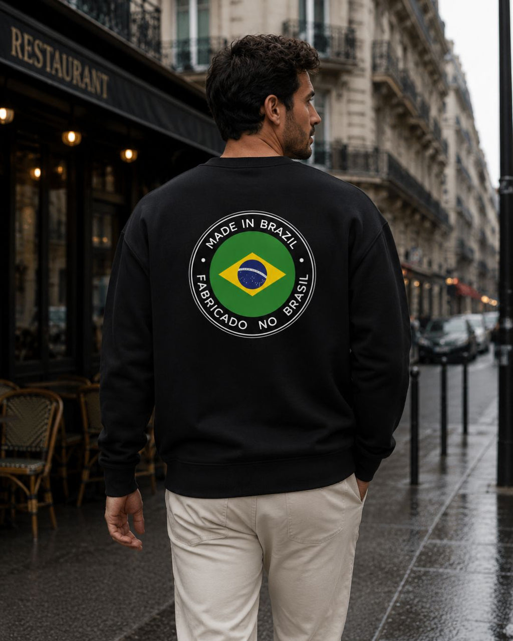 Moletom Brasil Made In Brazil Estampa Circular Costas Casual Urbano