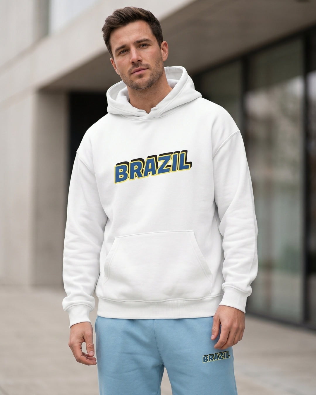Conjunto Brasil Estampa College Com Calça Jogger Casual Urbano