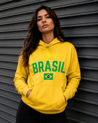 Moletom Brasil Estilo Universitário Com Estrelas E Capuz Casual
