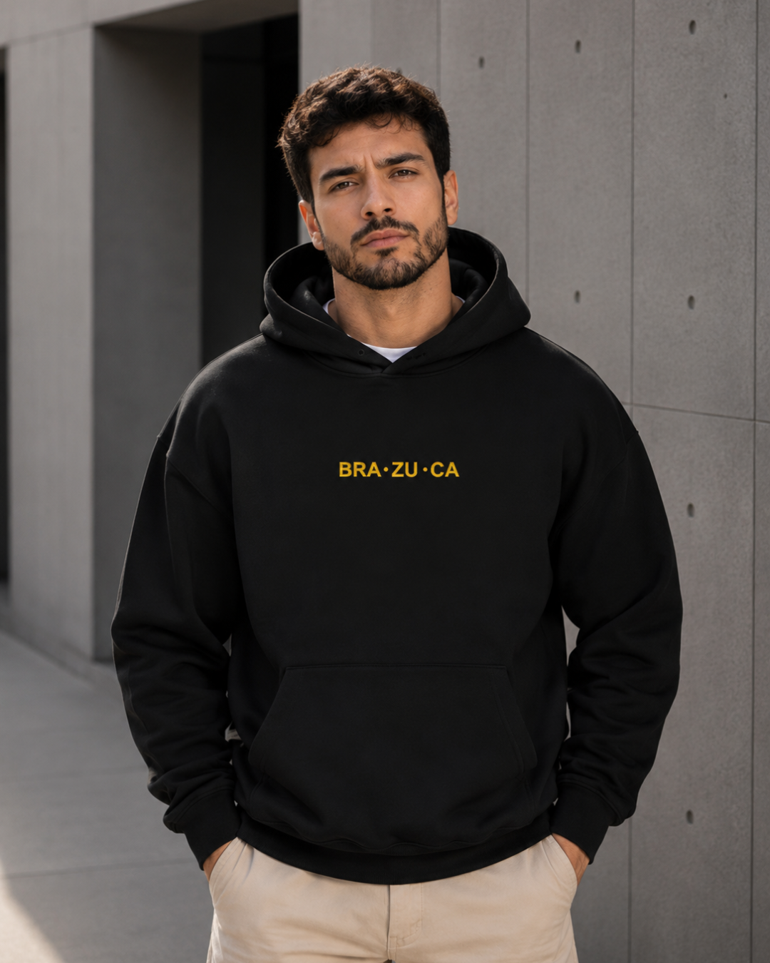 Moletom Brasil Bra Zu Ca Estampa Costas Com Capuz Casual